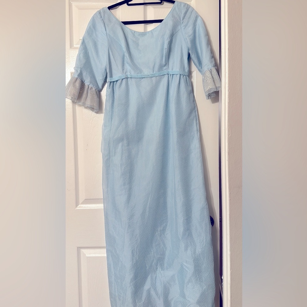 Regency Slate Blue & Gray Vintage Dress